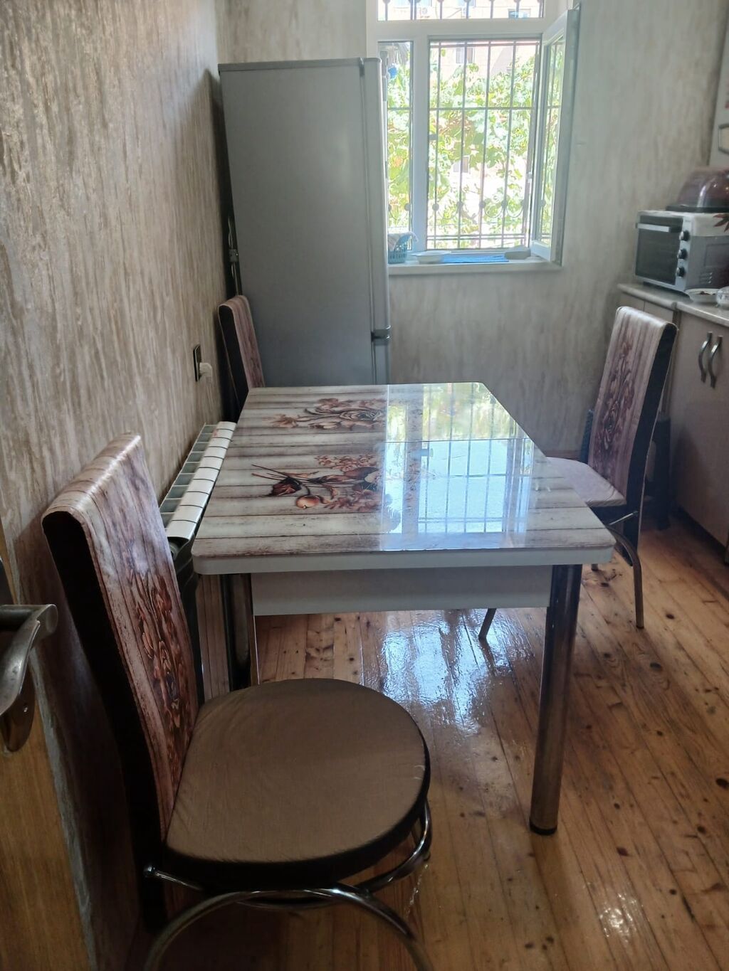 Mətbəx üçün, İşlənmiş, Açılan, Dördbucaq masa, 4 stul — Mebel, Qobu (4)