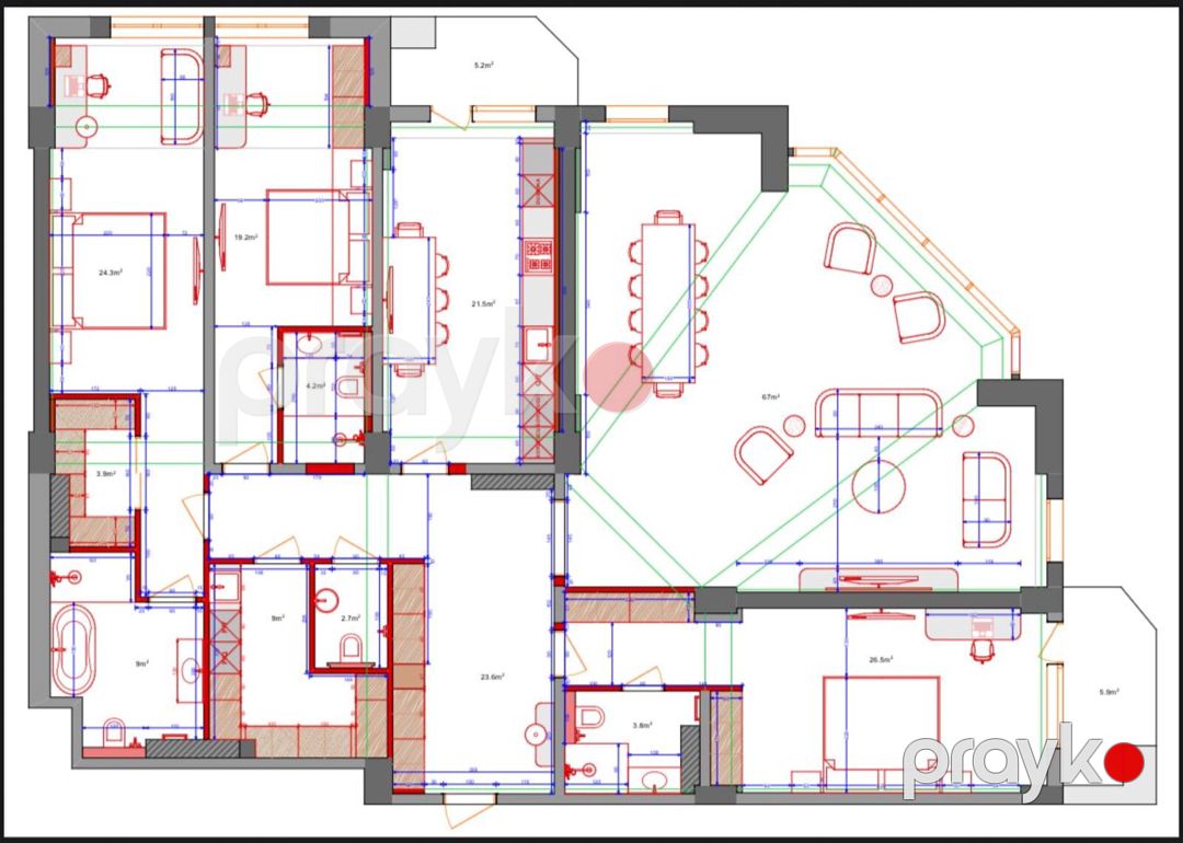 Satılır 4 otaqlı yeni tikili 229 m² — Mənzil, Bakı (9)