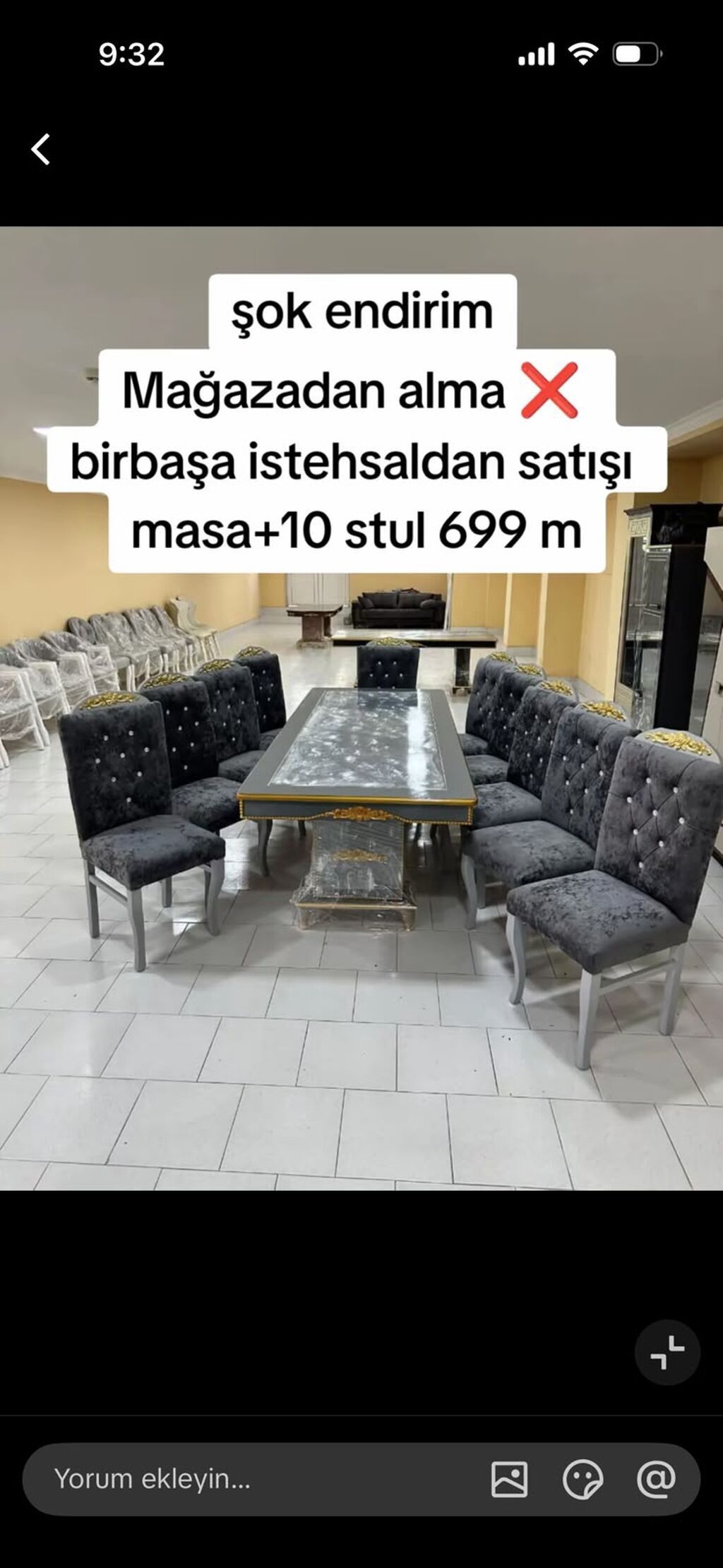 Mətbəx/qonaq otağı üçün şık yemək dəsti - Komplekt: masa + 10 ədəd