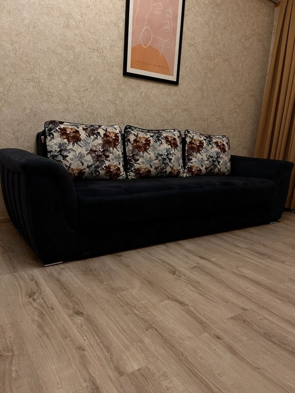 Məhsul: 3 yastıqlı divan - Rəng və dizayn: Qara/qartal-boz tonlarında — Mebel, Bakı (3)
