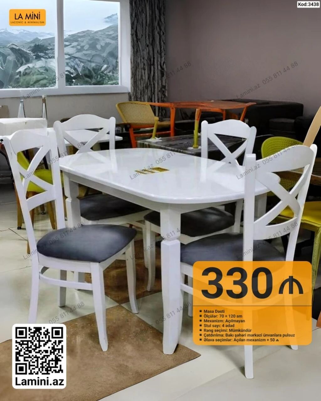 Masa dəsti – LA MINI (Kod: 3438) - Tərkib: 1 masa + 4 ədəd stul -