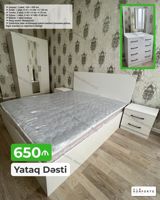 Yataq Dəsti – ağ rəngdə, modern dizayn Dəst tərkibi və ölçülər: - — Mebel