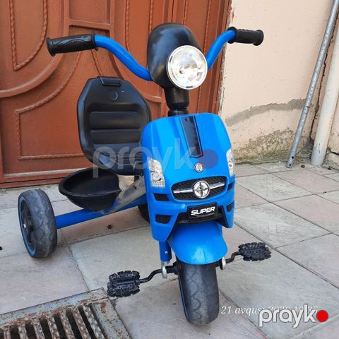 Uşaq üçtəkərli velosipedi – “SUPER” modeli - Rəng: mavi/qarışıq qara