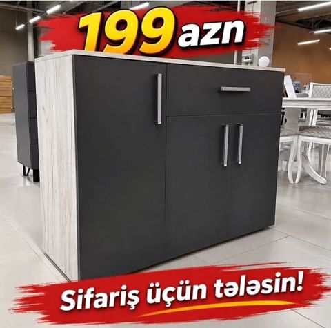 Universal saxlama dolabı — mat qara/ağac tekstura