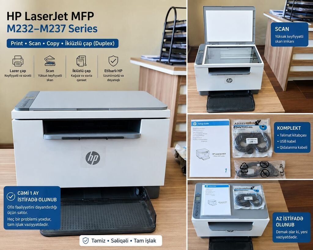 HP LaserJet MFP M232–M237 Seriyası çoxfunksiyalı lazer printer — Printerləri, Ceyranbatan
