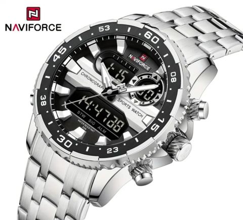 NAVIFORCE kişi saatı – analoq+rəqəmsal hibrid idman xronoqrafı