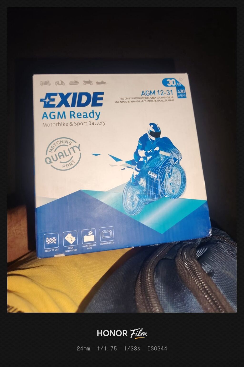 Exide AGM Ready AGM 12-31 motosiklet akkumulyatoru, 30Ah, yeni